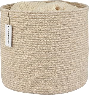 XUANGUO Cesta de corda de algodão para meninas, meninos, crianças, 40,6 x 35,5 cm, cesto de roupa para bebê, berçário, organizador de cestas de tecido, organizador para armazenamento de brinquedos,