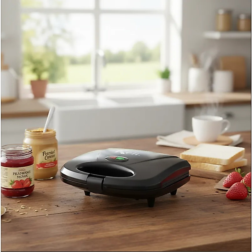 Sanduicheira Grill Elétrica 750W Antiaderente Koti Preta Faz 2 Sanduíches Rápido 110V ou 220V