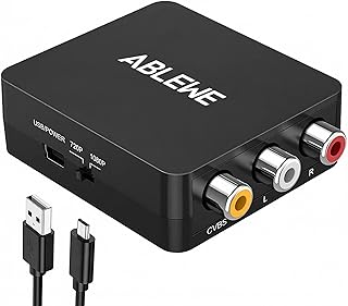 ABLEWE Conversor RCA para HDMI, AV para HDMI, Mini RCA 1080P composto CVBS adaptador conversor de áudio e vídeo compatível com PAL/NTSC para TV/PC/PS3/STB/Xbox VHS/VCR/Blue-Ray DVD Players