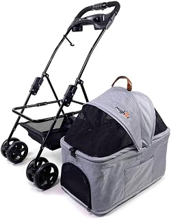 Carrinho para pet, animal de estimação com berço removível até 15 Kg | Carro de transporte, passeio para cachorro cão e gato, teto articulado bidirecional e travas antifugas