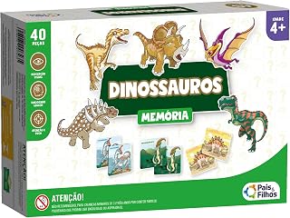 Pais & Filhos | Jogo da Memória Dinossauros | 40 Cartas | Jogo Infantil Educativo de Dino | Desenvolvimento de Memória, Concentração e Coordenação | A Partir de 4 Anos