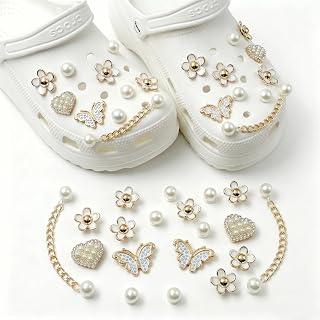 Berloques de decoração de sapatos para tamancos, acessórios DIY de acrílico floral falso pérola margarida, berloques de sapatos femininos