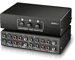 Linkstyle Caixa de comutação de vídeo AV 3 em 1 componente de saída 1080P, 3 vias composto 3 RCA AV divisor seletor RGB conversor de vídeo e áudio, para Xbox 360 Wii PS3 PS1 PS1 SNES DVD/VCD/STB/TV