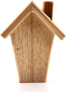 RTA Artesanato Casa Decorativa de Mesa em Madeira Pinus Lisa, Estilo Rústico, 11 x 4 x 9 cm, Decoração para Sala, Quarto ou Escritório