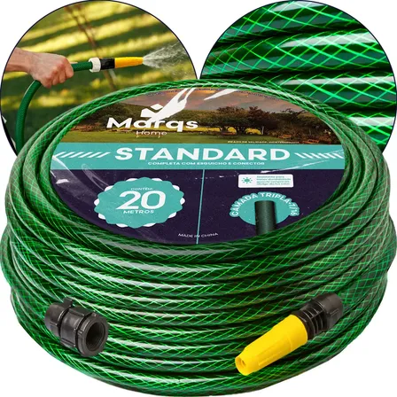 Mangueira Jardim 20m Metros Com Esguicho Trançada Reforçada Flexível 7/16 Anti Dobra Irrigação