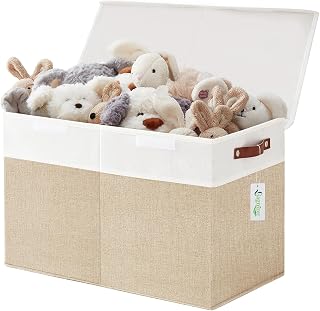 Bagnizer Grande caixa de armazenamento de brinquedos com tampas, organizador de armazenamento de bebê resistente dobrável cesto de caixa para crianças, meninos, meninas, sala de jogos, berçário,