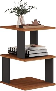 Mesa Lateral E Canto De Sofá Mesinha Apoio Aparador Sala Móveis(Preto + Freijó)