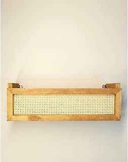 Prateleira Palhinha Quadriculada Multiuso, Estante Moderna de Armazenamento, Organizador de Livros e Decoração para Casa e Escritório (30cm acabamento natural)